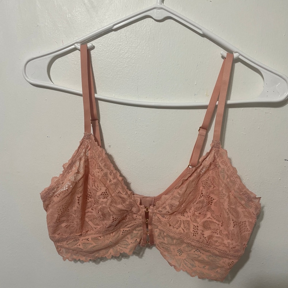 Lot of 2 Aerie Real Good Lace Bralette Pink Black Soft Comfort Medium Lacey
